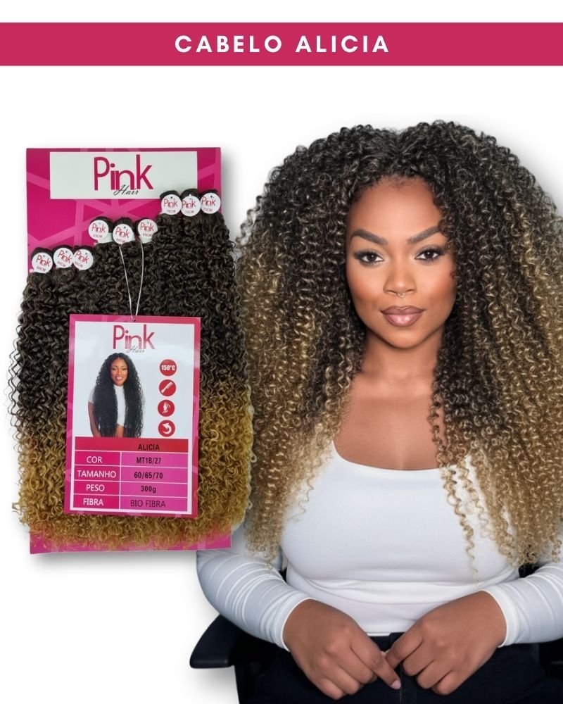 Cabelo Bio Fibra Alicia Cacheado - Pink Hair
