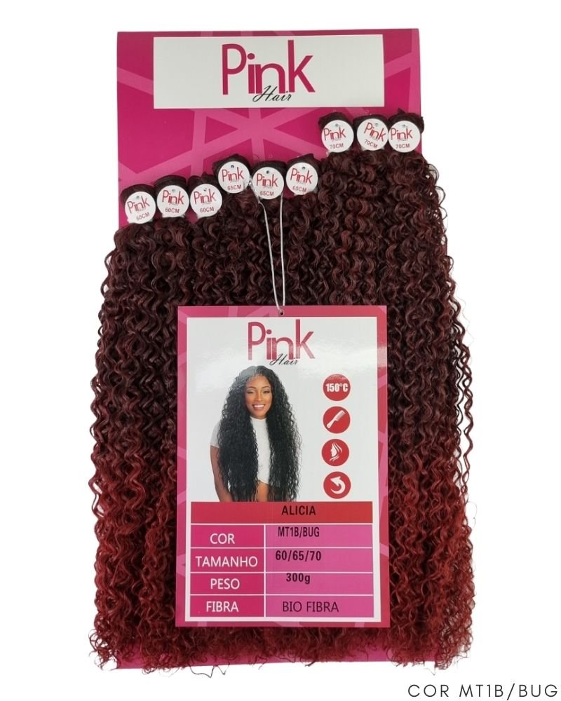 Cabelo Bio Fibra Alicia Cacheado - Pink Hair