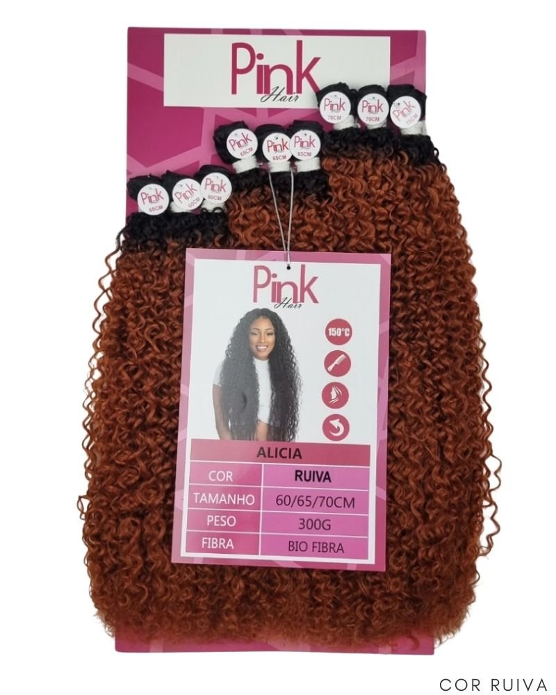 Cabelo Bio Fibra Alicia Cacheado - Pink Hair