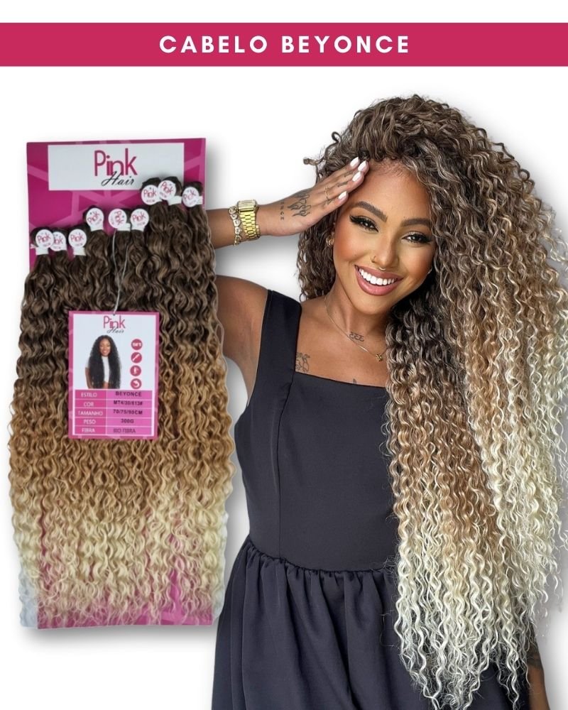 Cabelo Bio Fibra Beyonce Cacheado - Pink Hair