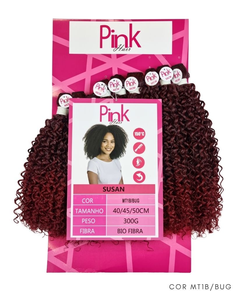 Cabelo Bio Fibra Susan Cacheado - Pink Hair