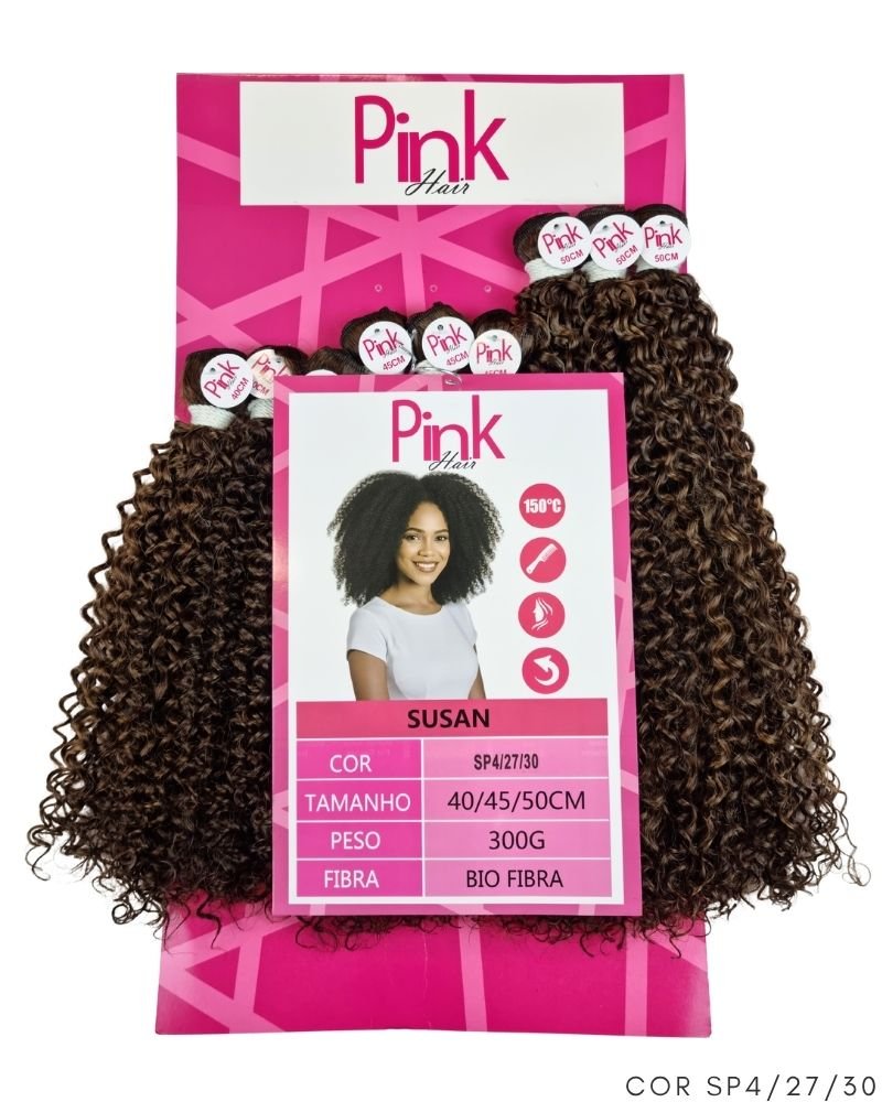 Cabelo Bio Fibra Susan Cacheado - Pink Hair