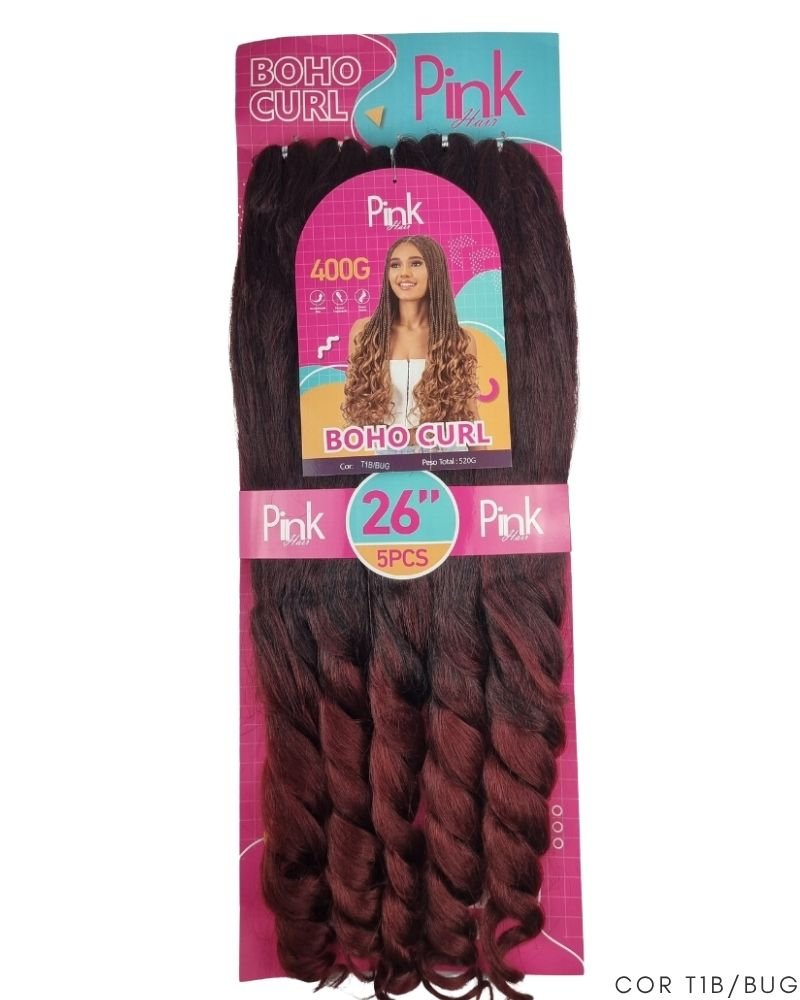 Cabelo Boho Curl 400g Jumbo P/ French Curl - Pink Hair