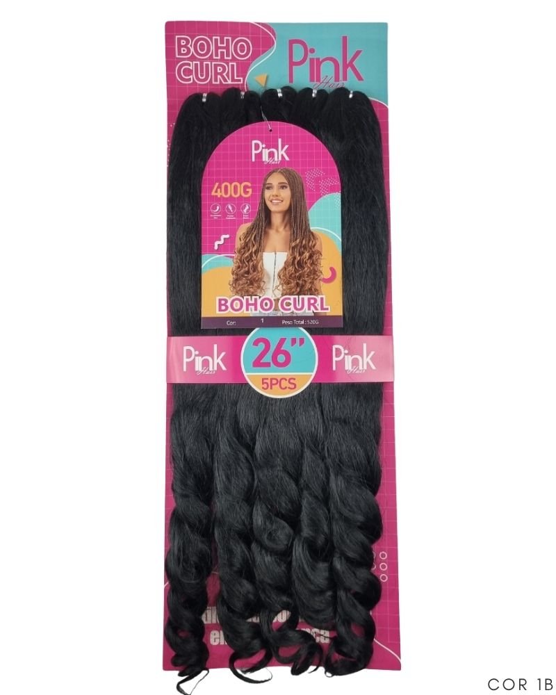 Cabelo Boho Curl 400g Jumbo P/ French Curl - Pink Hair