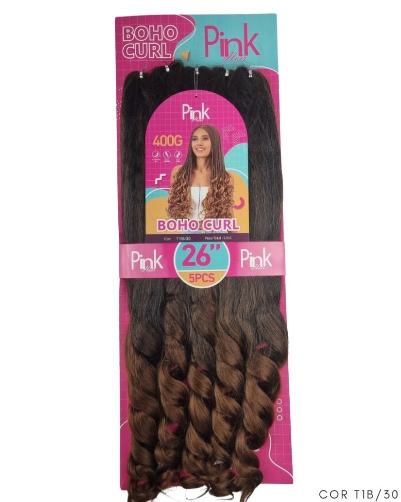 Cabelo Boho Curl 400g Jumbo P/ French Curl - Pink Hair