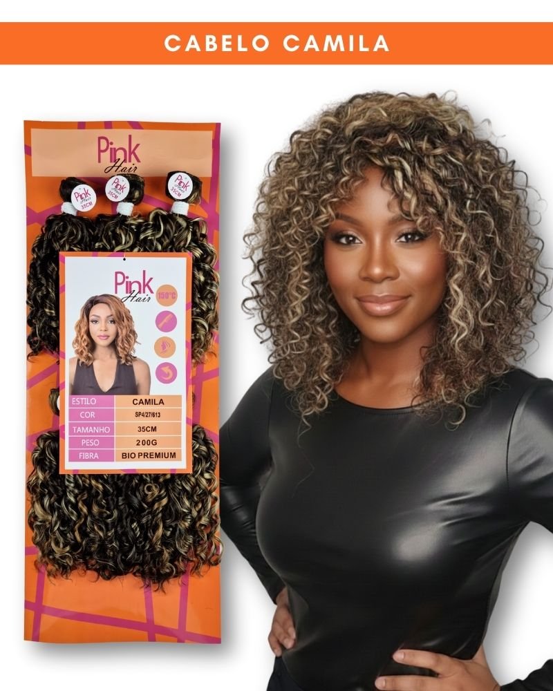 Cabelo Cacheado Camila Bio Fibra Premium - Pink Hair