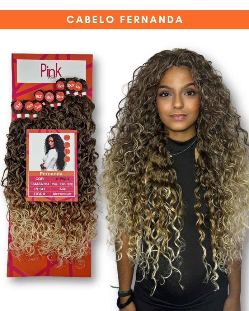 Cabelo Cacheado Fernanda Bio Fibra Premium - Pink Hair