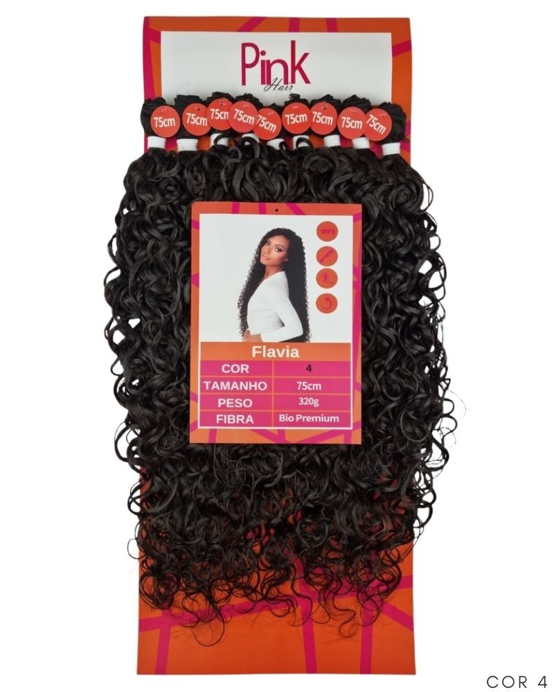Cabelo Cacheado Flavia Bio Fibra Premium - Pink Hair
