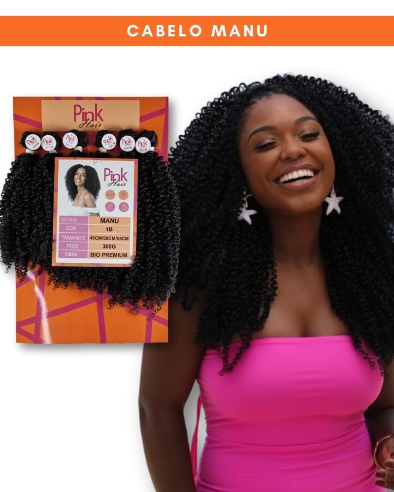 Cabelo Cacheado Manu Bio Fibra Premium - Pink Hair
