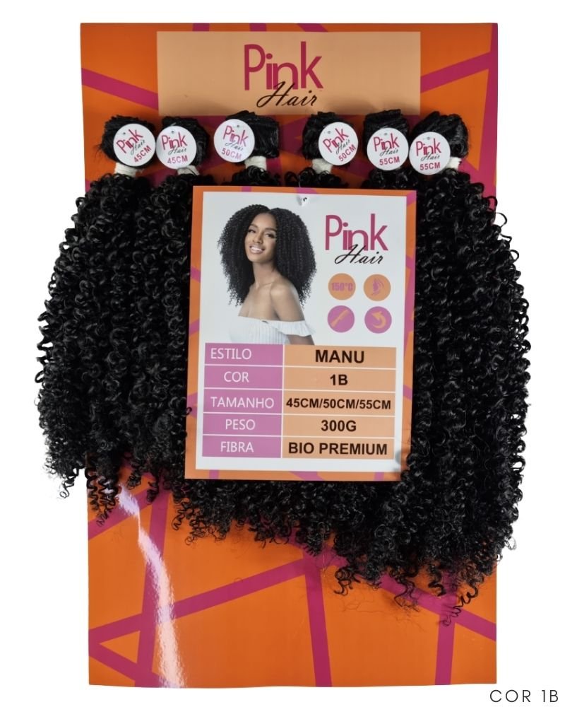 Cabelo Cacheado Manu Bio Fibra Premium - Pink Hair