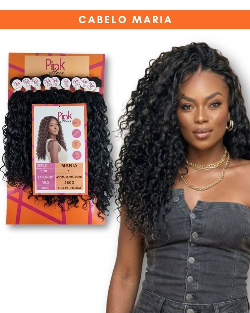 Cabelo Cacheado Maria Bio Fibra Premium - Pink Hair