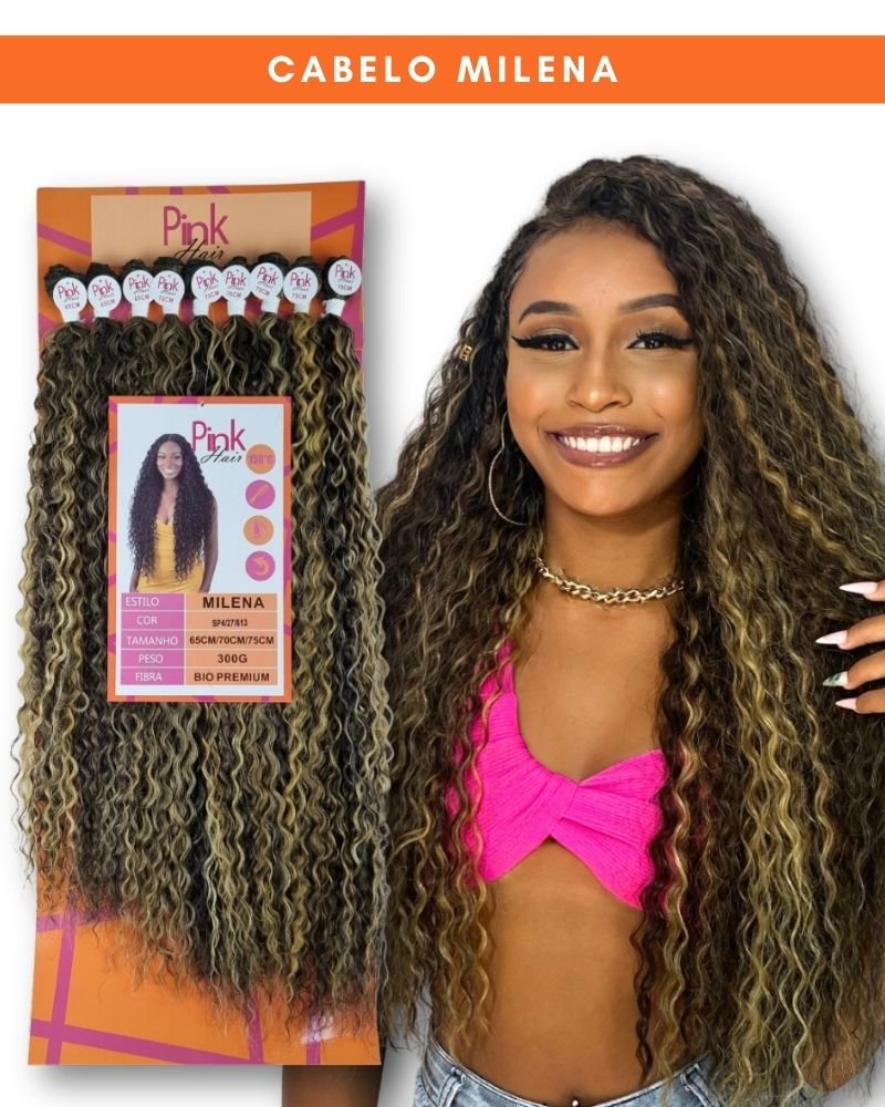 Cabelo Cacheado Milena Bio Fibra Premium - Pink Hair