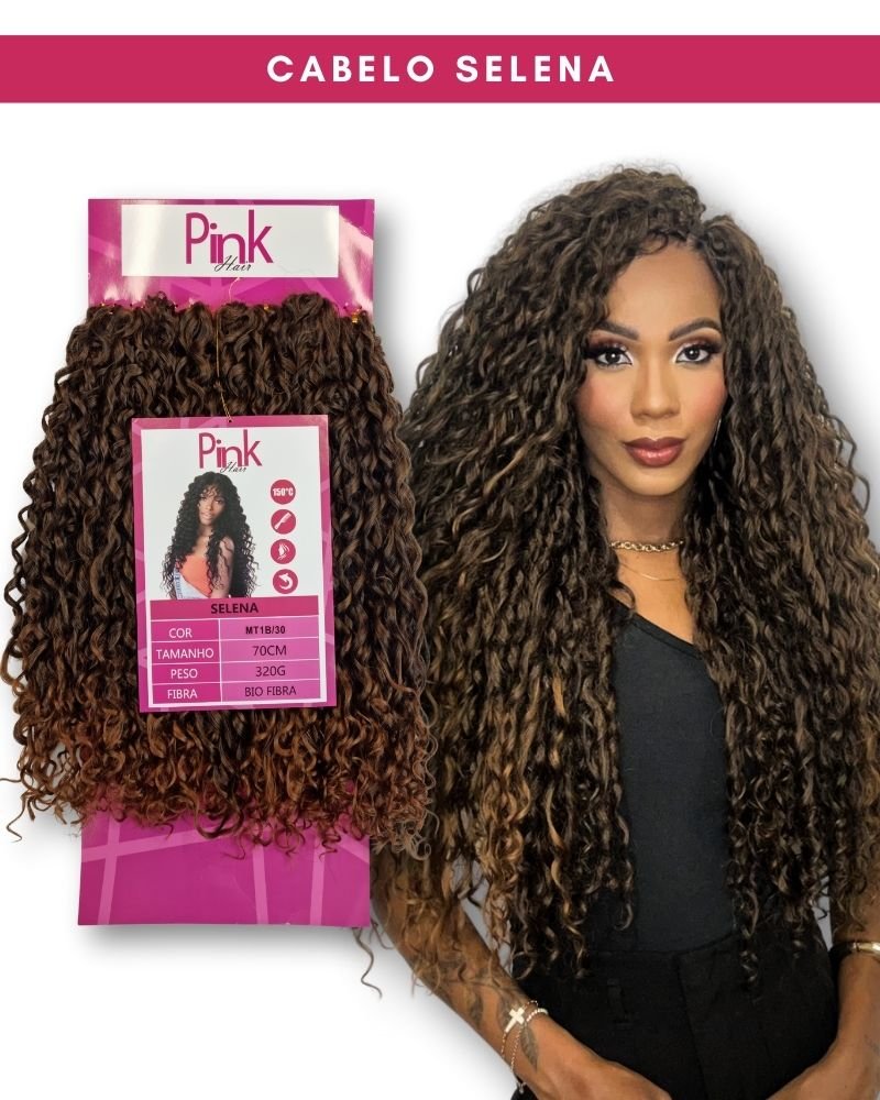 Cabelo Cacheado Selena Bio Fibra Premium - Pink Hair