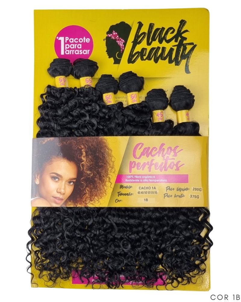 Cabelo Orgânico Cachos Perfeitos Cacho 1A - Black Beauty