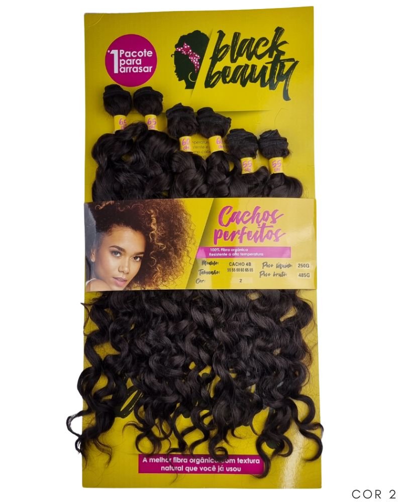 Cabelo Orgânico Cachos Perfeitos Cacho 4B - Black Beauty