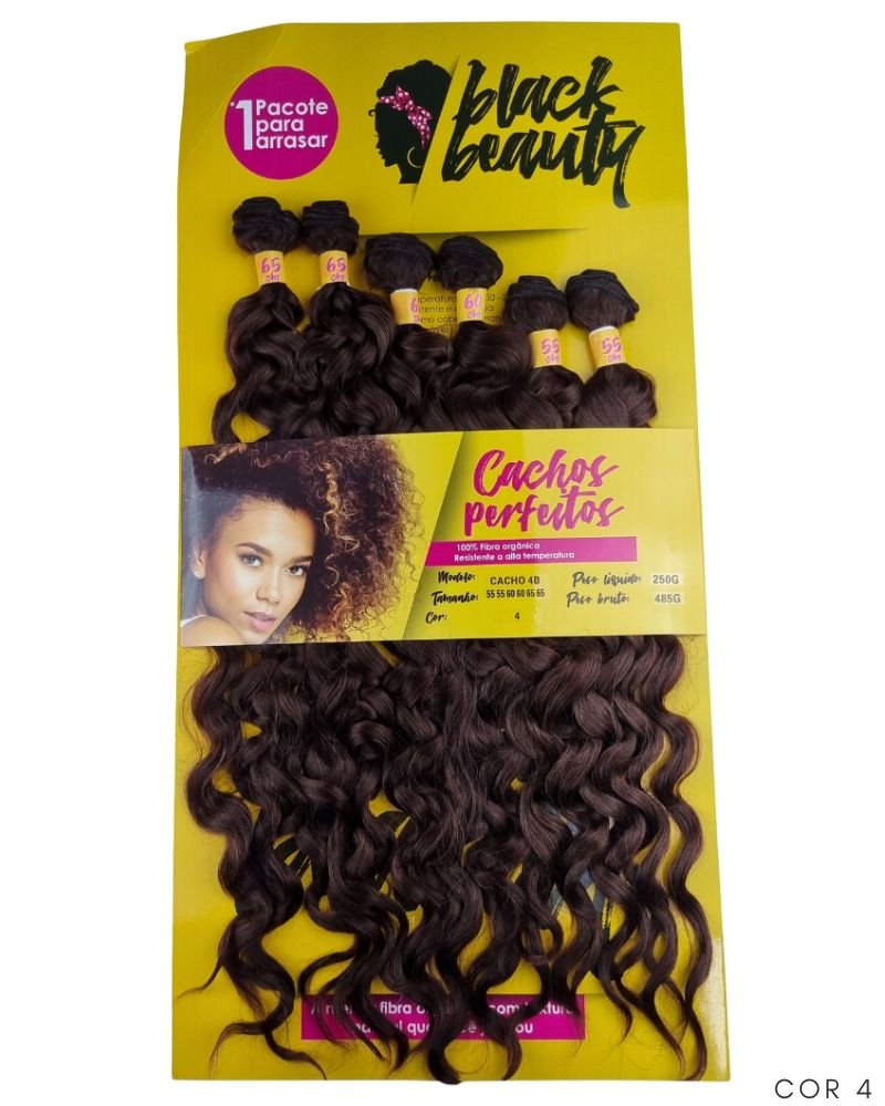 Cabelo Orgânico Cachos Perfeitos Cacho 4B - Black Beauty