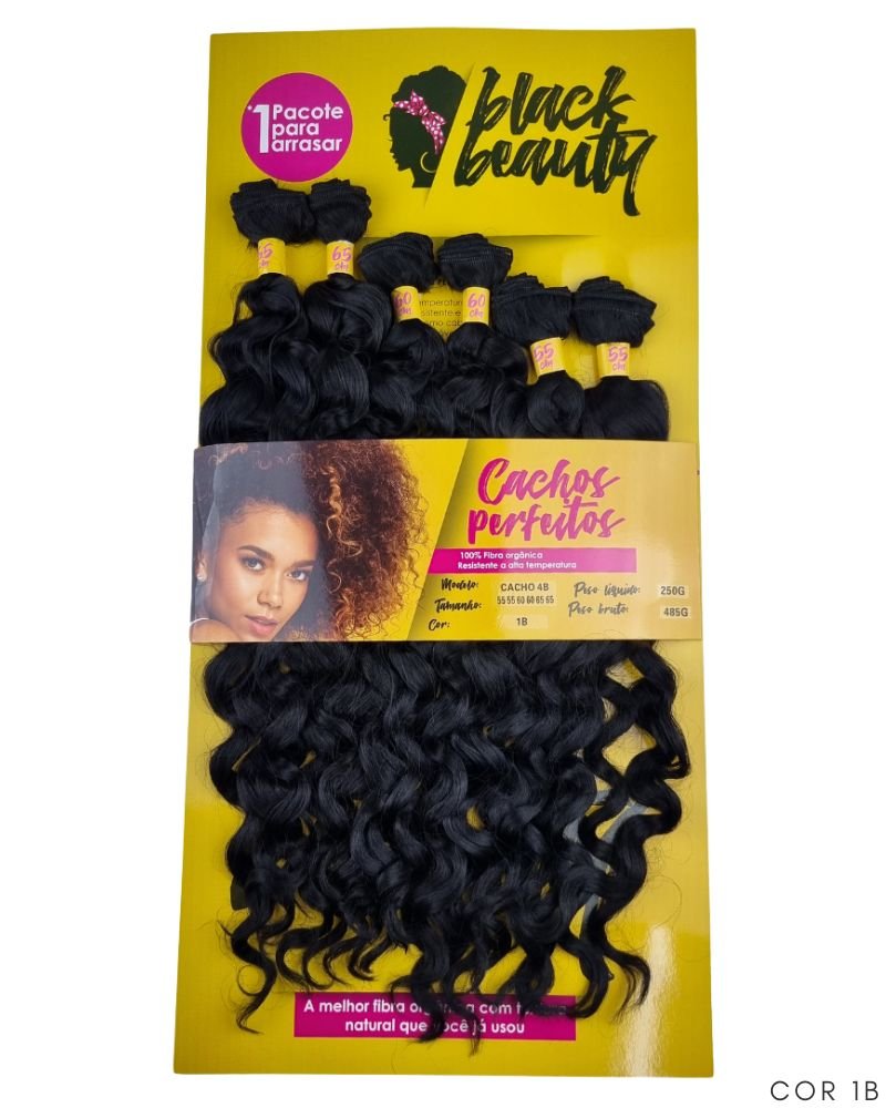 Cabelo Orgânico Cachos Perfeitos Cacho 4B - Black Beauty