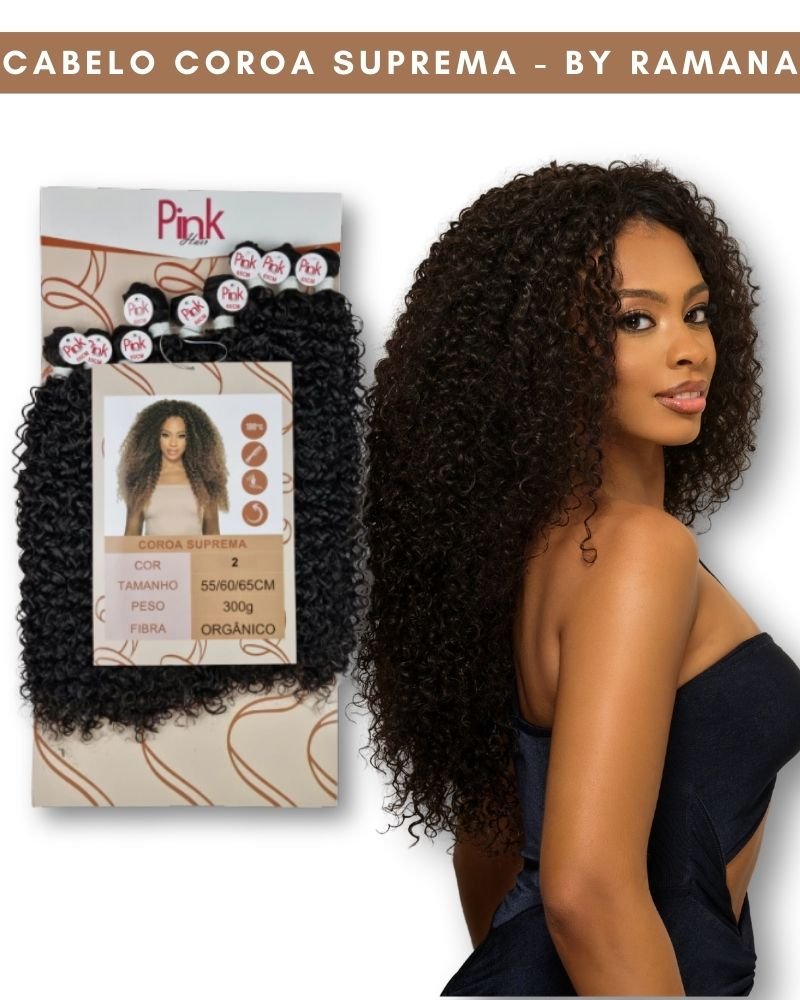 Cabelo Orgânico Coroa Suprema Cacheado - Pink Hair by Ramana Borba