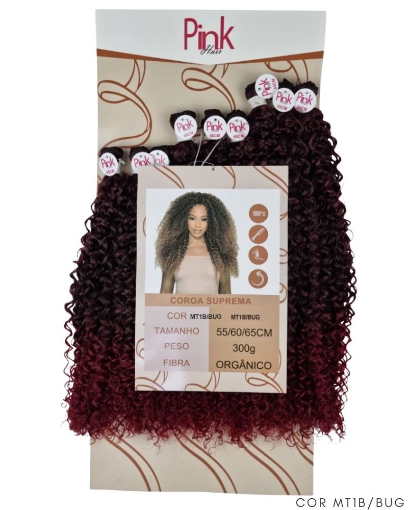 Cabelo Orgânico Coroa Suprema Cacheado - Pink Hair by Ramana Borba
