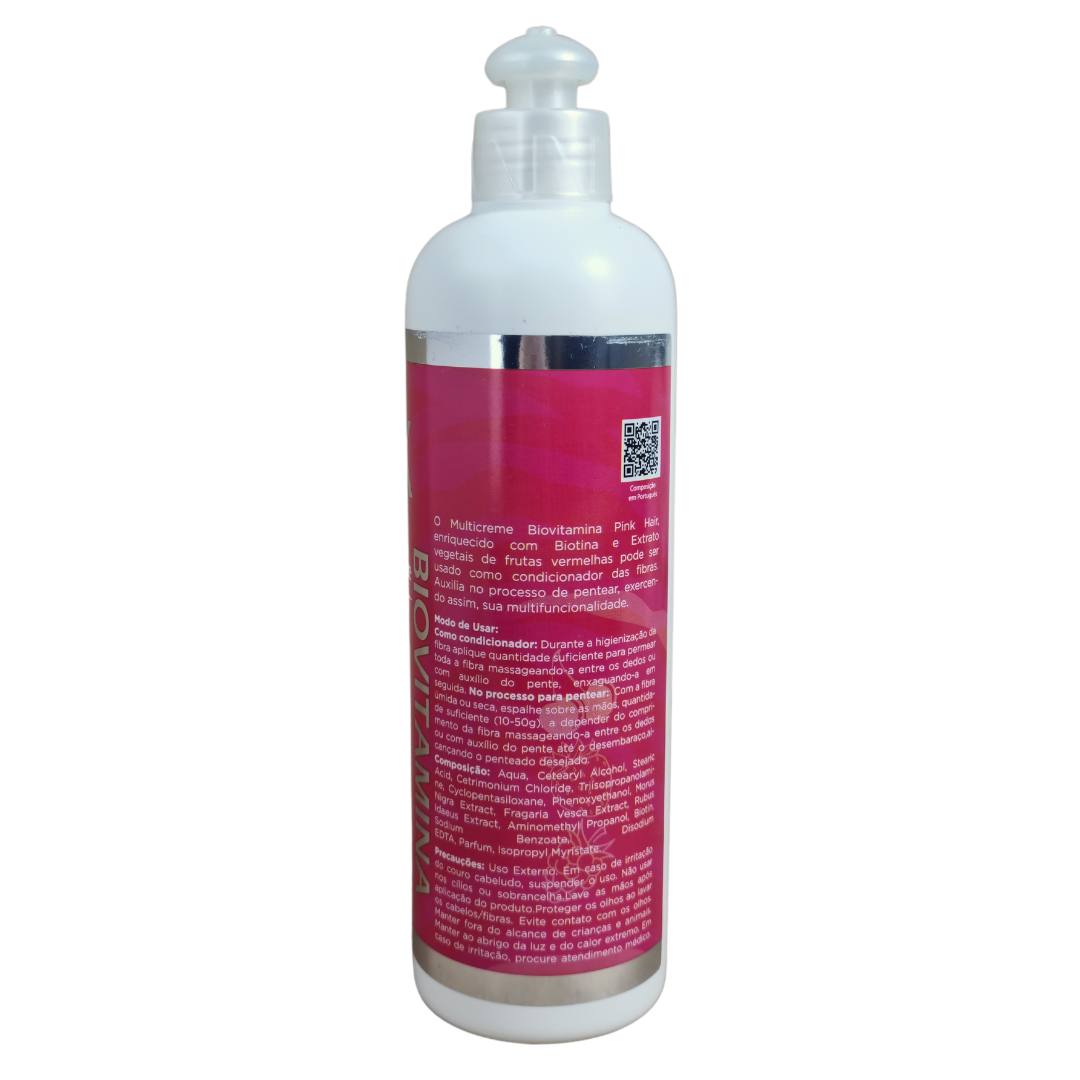 Creme de Pentear Multifuncional 2 em 1 Biovitamina 320ml - Pink Hair