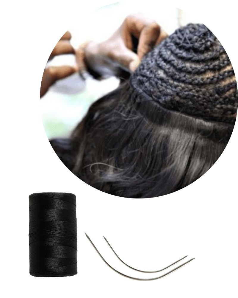 Kit Agulha Curvada + Linha Preta - BT Weaving Set