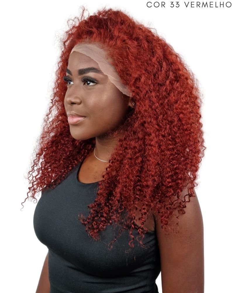 Lace Front Humana Ariele M Cacheada - Wig Brasil (Cor 33 - Ruivo)