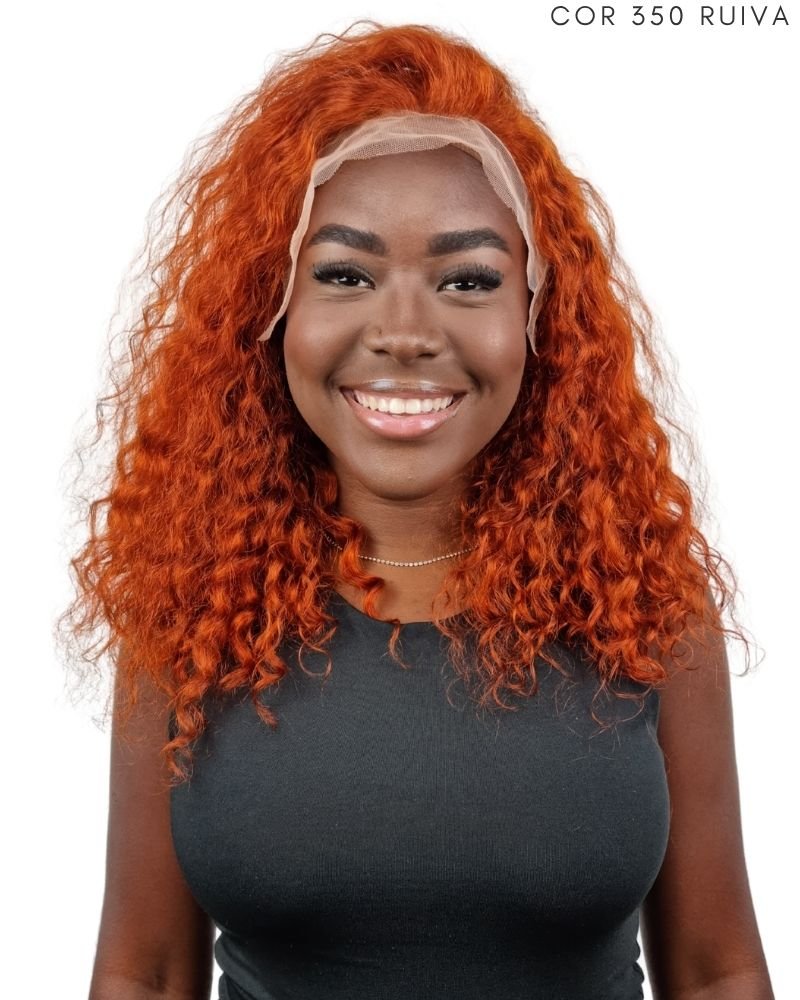 Lace Front Humana Ch G Cacheada - (Cor 350 - Ruivo)