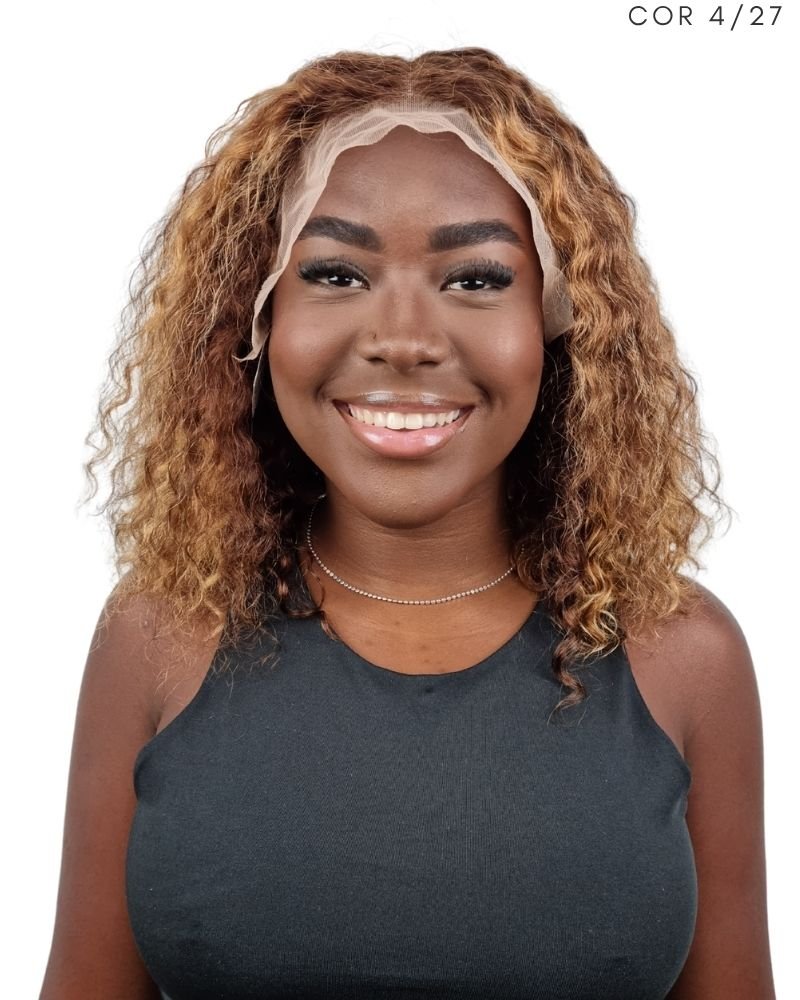 Lace Front Humana Ch M Cacheada - (Cor 4/27 - Mesclada)