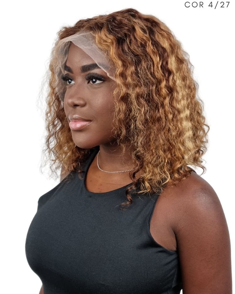 Lace Front Humana Ch M Cacheada - (Cor 4/27 - Mesclada)
