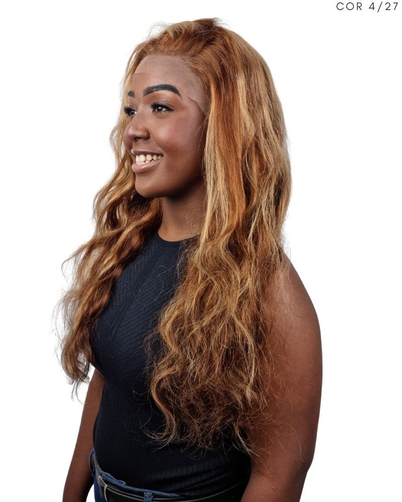 Lace Front Humana Penélope G Ondulada - (Cor 4/27)