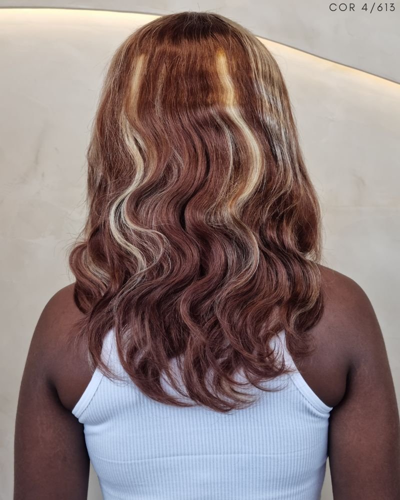 Lace Front Humana Penélope P Ondulada - (Cor 4/613)