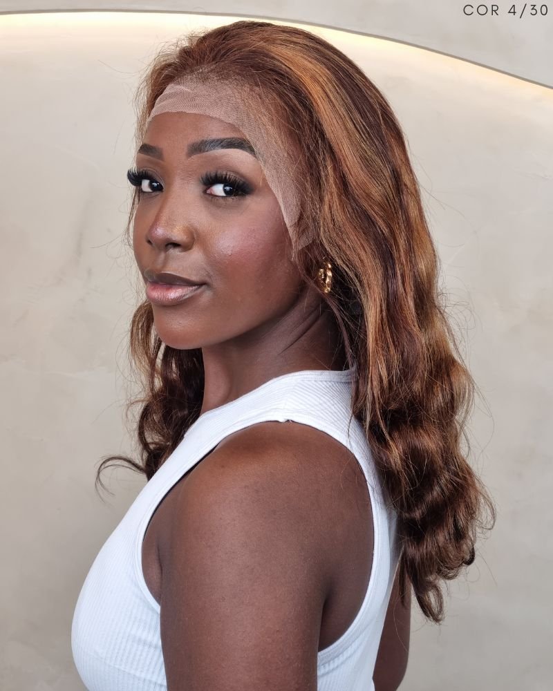 Lace Front Humana Penélope P2 Ondulada - (Cor 4/30 Mesclada)