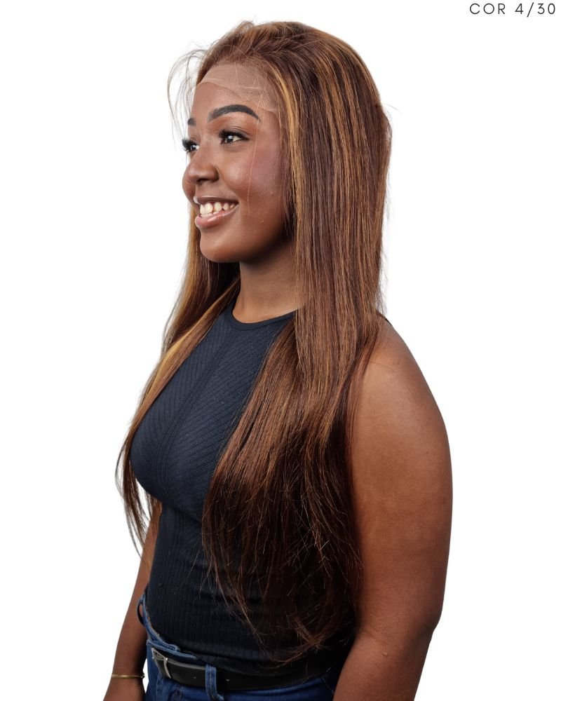 Lace Front Humana Priscila G Lisa - (Cor 4/30 Mesclada)