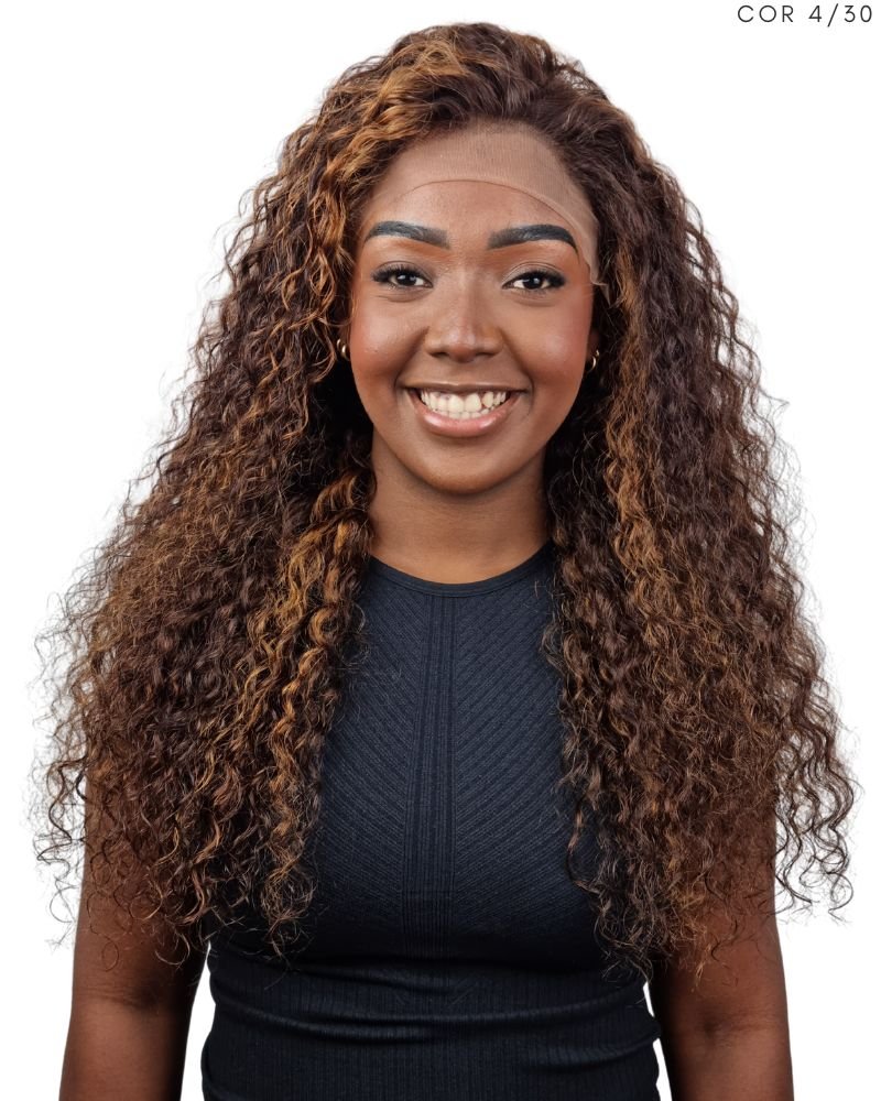 Lace Front Humana Ramona G Cacheada - (Cor 4/30 Mesclada)
