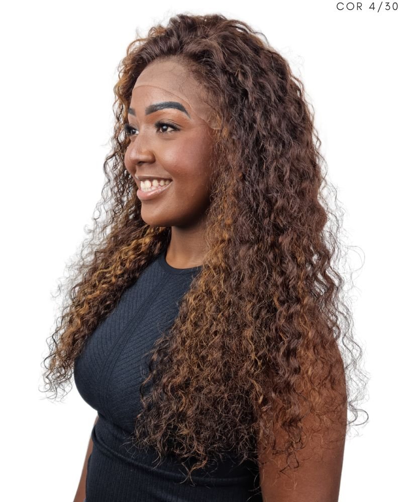 Lace Front Humana Ramona G Cacheada - (Cor 4/30 Mesclada)
