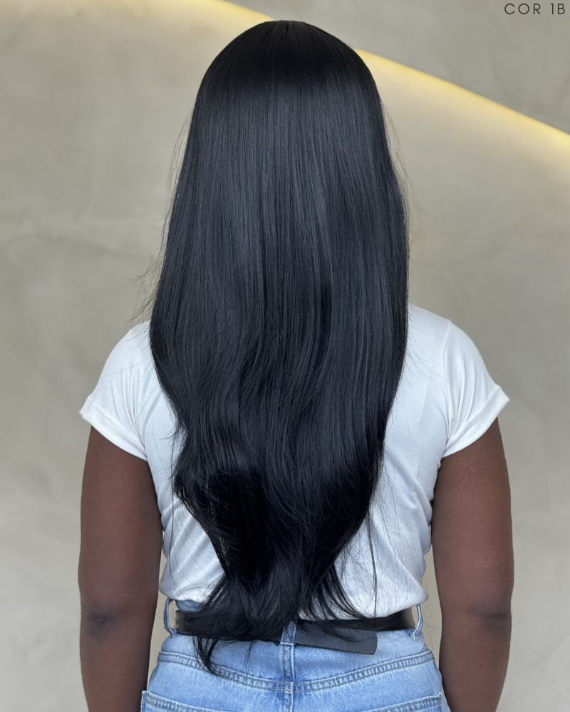 Lace Wig Aponi Orgânica Lisa com Franja