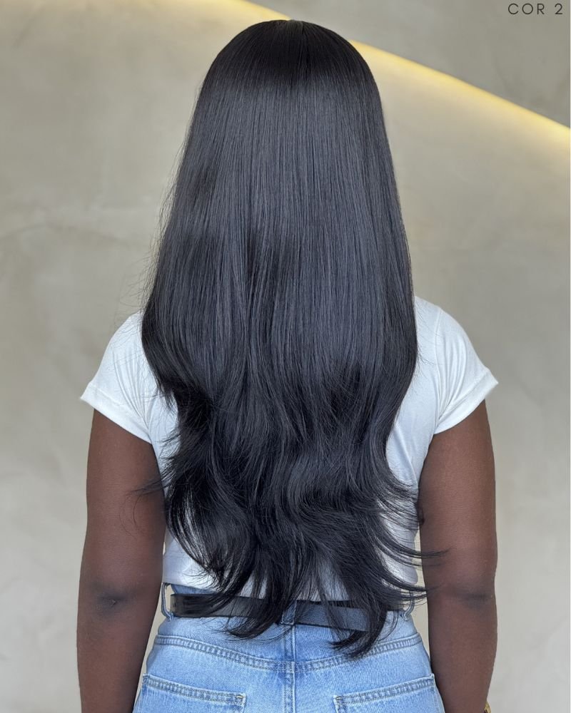 Lace Wig Aponi Orgânica Lisa com Franja