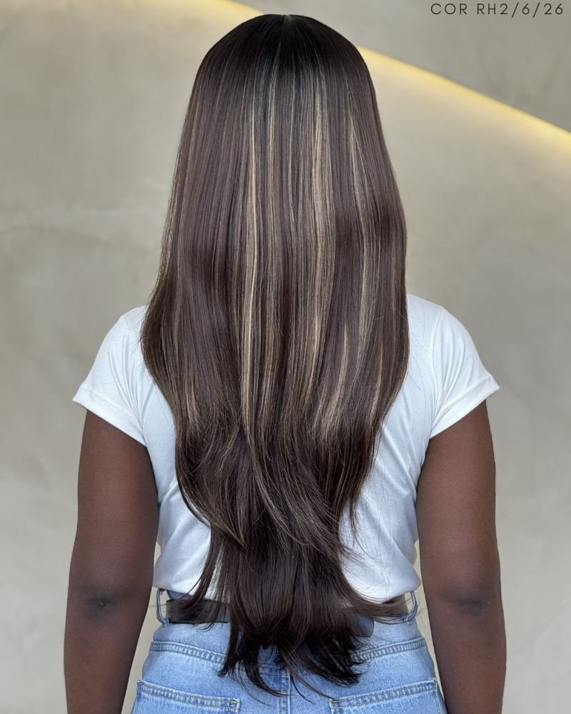 Lace Wig Aponi Orgânica Lisa com Franja