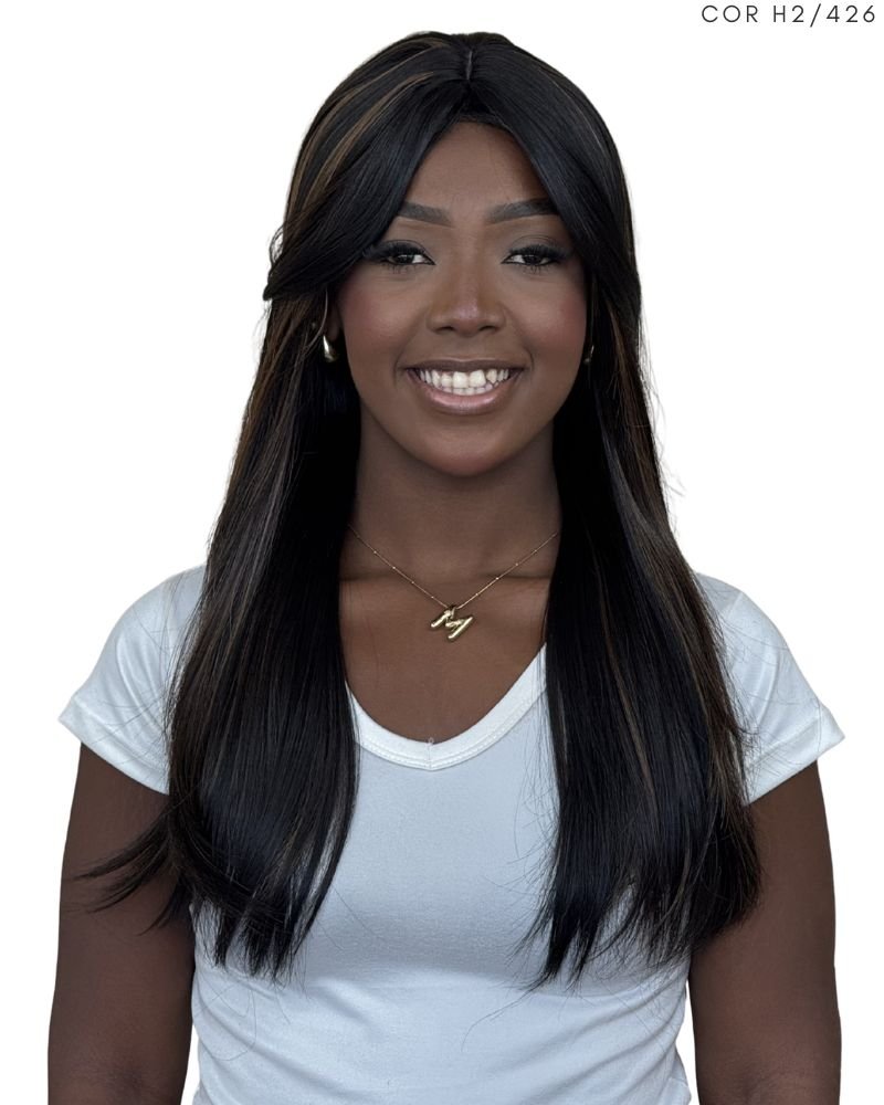 Lace Wig Caelis Orgânica Lisa com Franja