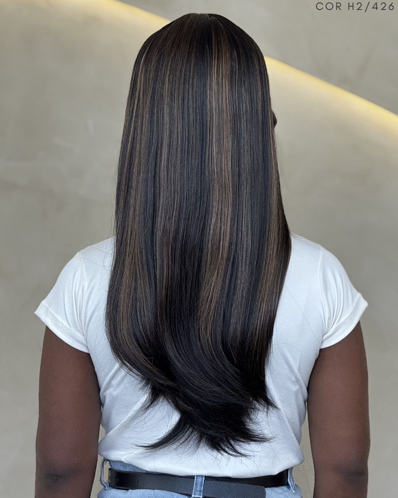 Lace Wig Caelis Orgânica Lisa com Franja