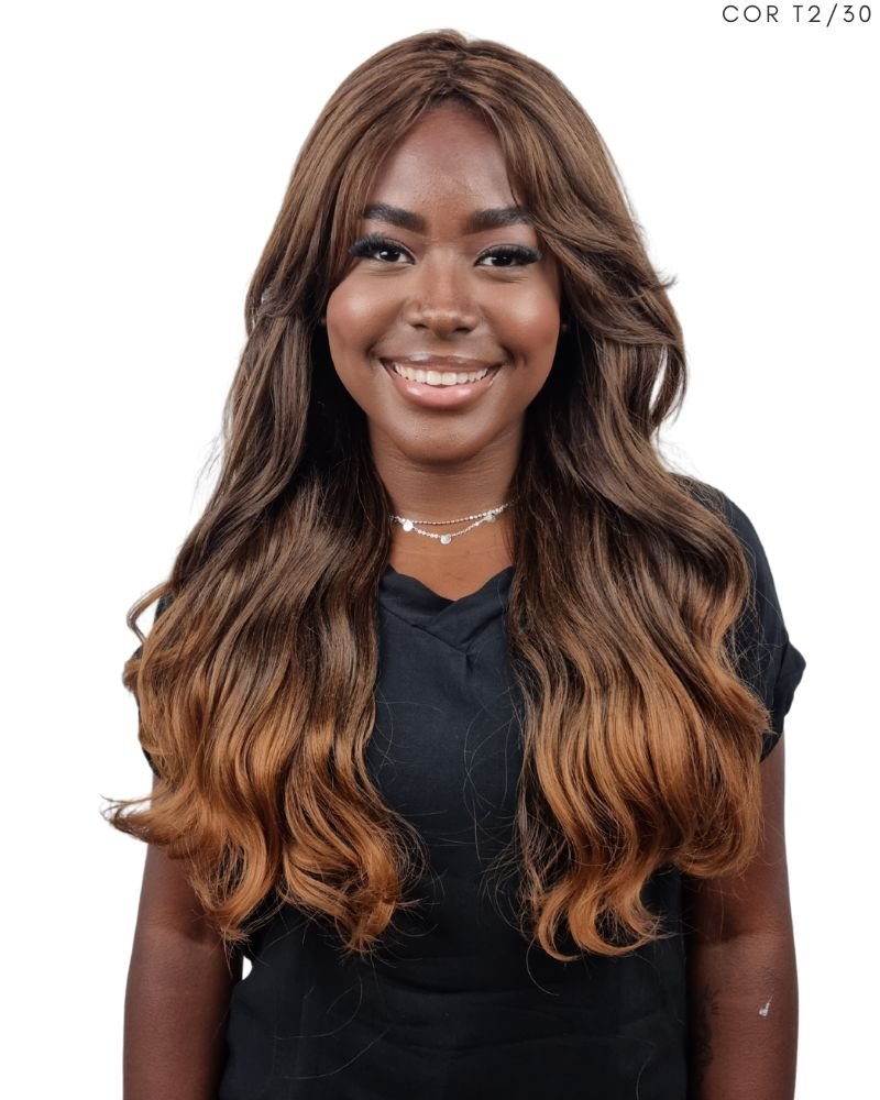 Lace Wig de Franja Flávia Bio Fibra Ondulada