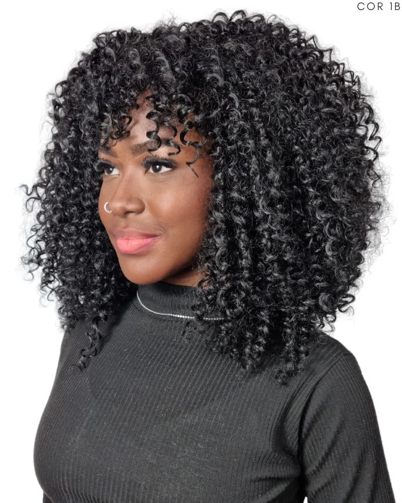 Lace Wig Deusa Cacheada com Franja