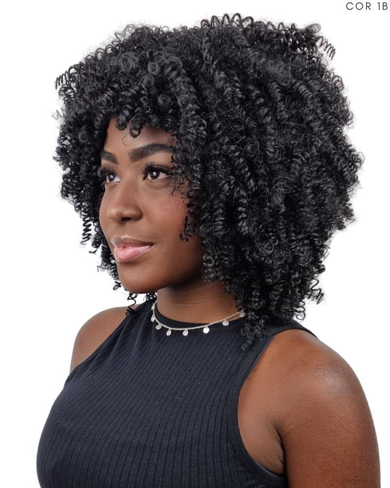 Lace Wig Diva Black com Franja - Pink Hair