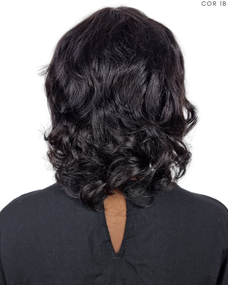 Lace Wig Humana Cris 8'' Ondulada com Franja - Beauty Hair (Cor 1B)