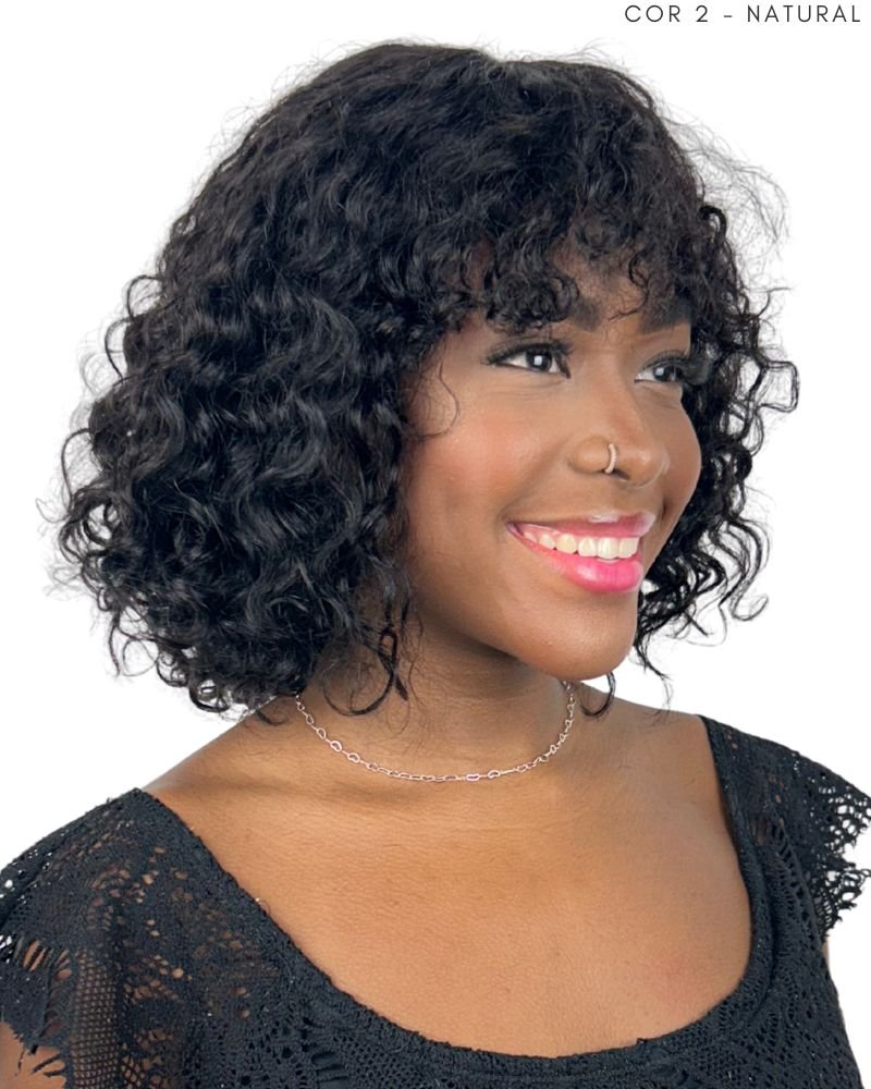 Lace Wig Humana Giuli 12' Cacheada com Franja - Modern Girl