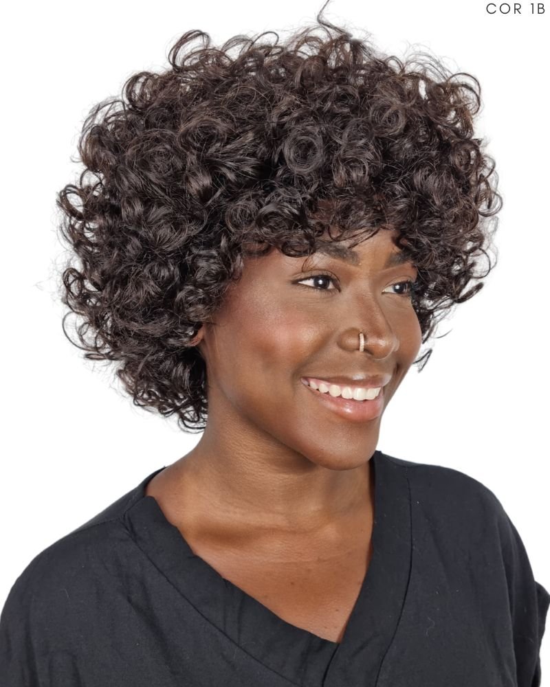 Lace Wig Humana Lada 12'' Cacheada - Modern Girl (Cor 1B)