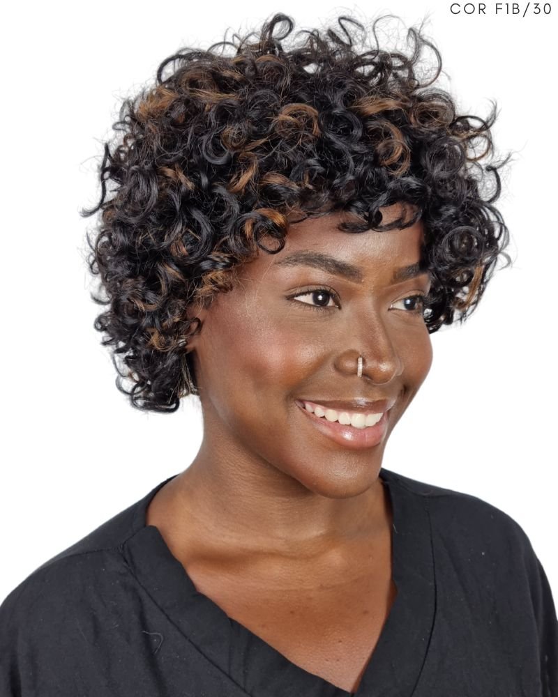 Lace Wig Humana Luana 9' Cacheada com Franja - SLEEK