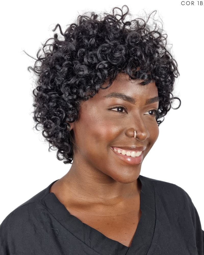 Lace Wig Humana Luana 9' Cacheada com Franja - SLEEK
