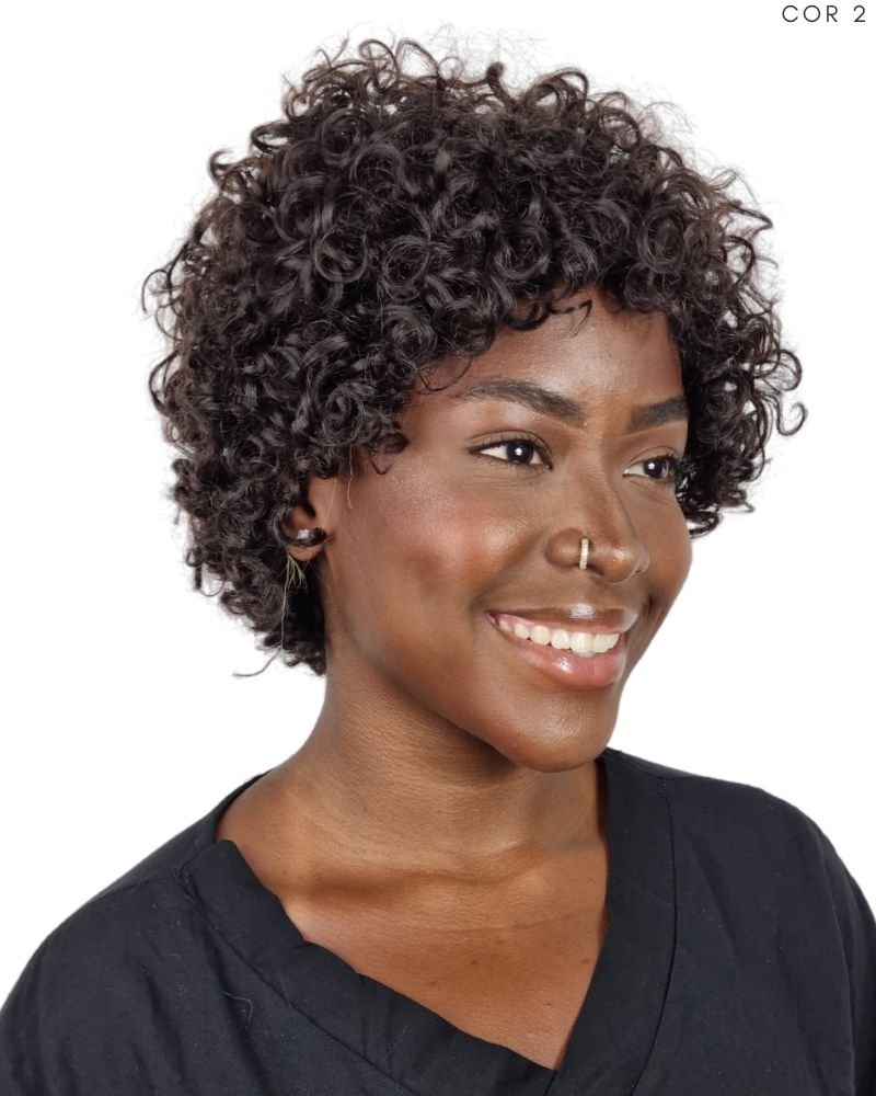 Lace Wig Humana Luana 9' Cacheada com Franja - SLEEK