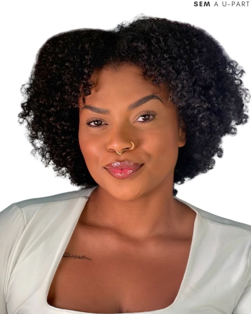 Lace Wig Humana Taís U-Part Cacheada - Wig Brasil (Cor 1B)